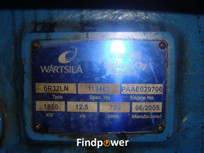 For Sale: Wartsila 6R32LN Complete Engine 2005 Year of Build 