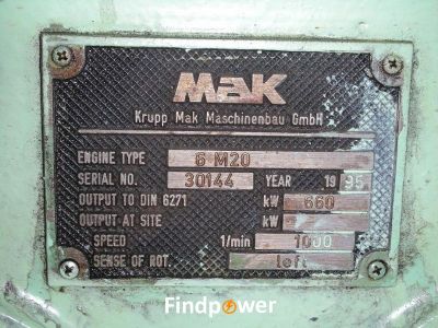 MAK 6M20 DIESEL GENSETS & SPARE PARTS FOR SALE